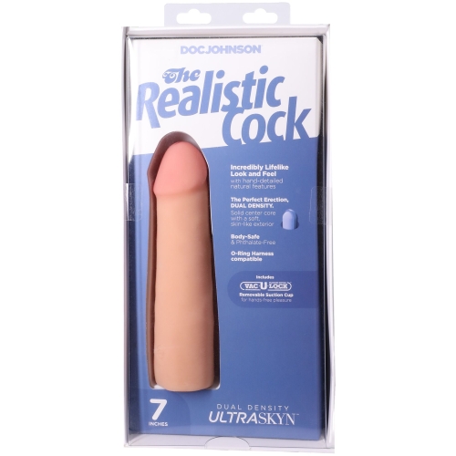 Фаллоимитатор реалистичный на присоске телесный Doc Johnson The Realistic Cock ULTRASKYN - 7 Inch Vanilla - 9