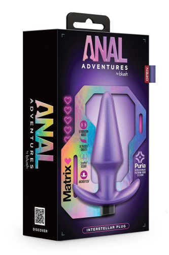 Анальна пробка з вібрацією Anal Adventures Blush силіконова фіолетова 12.7 х 3.8 см - 5