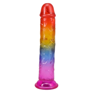 Фаллоимитатор реалистичный на присоске радужный Doc Johnson Crystal Jellies - 7 Inch