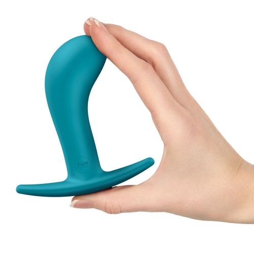Анальная пробка с тонким ограничителем бирюзовая Fun Factory BOOTIE размер L - 5