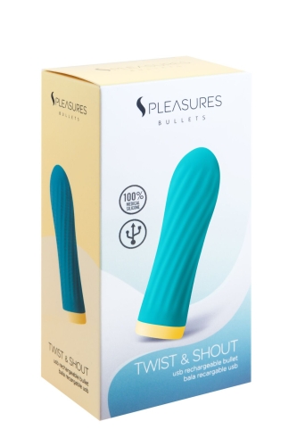Віброкуль з ребристою поверхнею для клітора бірюзова S Pleasures Bullets Twist &amp;amp; Shout Cerise - 3