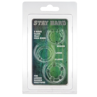 Набор из 3 шт эрекционных колец без вибрации белые STAY HARD - Three Rings Clear