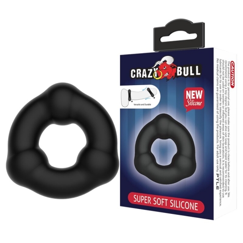 Эректильное кольцо из мягкого силикона с 3-мя шариками LYBAILE Crazy Bull черный - 1