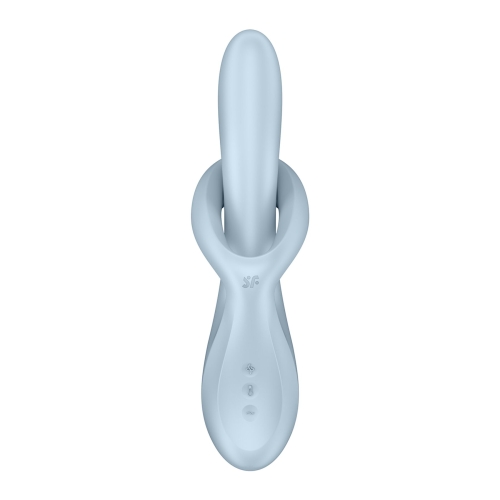 Вибратор вагинально клиторальный с ротацией и подогревом голубого цвета Satisfyer Heat Flex 4 - 5