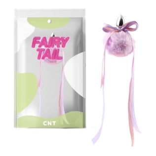 Анальная пробка с пушистым розовым хвостом Cute Heart Fluffy Plug with Tail Purple&amp;amp;Pink