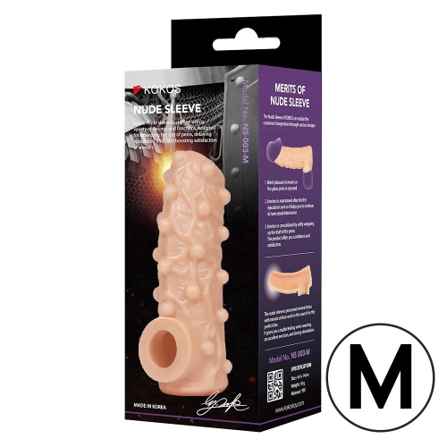 Насадка на член з отвором для мошонки тілесного кольору Kokos Nude Sleeve NS 001 розмір M - 2