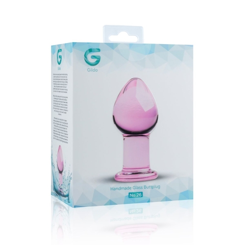 Розовая анальная пробка из стекла с функцией нагревания Gildo Pink Glass Buttplug No 27 - 4
