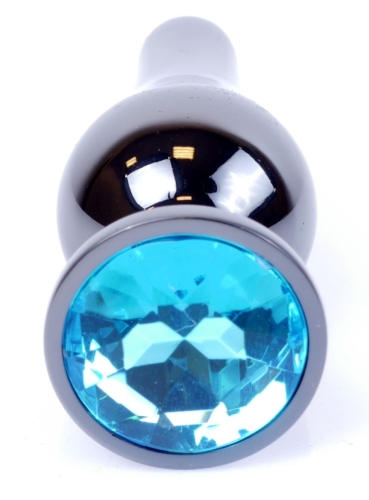 Анальная пробка серебристого цвета с кристаллом голубого цвета BOSS of TOYS Jewellery BUTT PLUG - 2