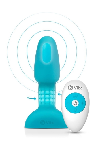 Анальна пробка з вібрацією і кульками, що обертаються, B-Vibe для еротичних ігор з пультом бірюзова. - 1