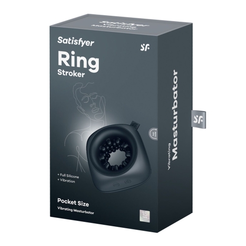 Мастурбатор для мужчин с вибрацией черного цвета Satisfyer Ring Stroker - 6