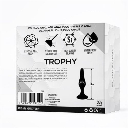 Анальна пробка із присоскою чорна силіконова Tardenoche Trophy Anal Plug - 3