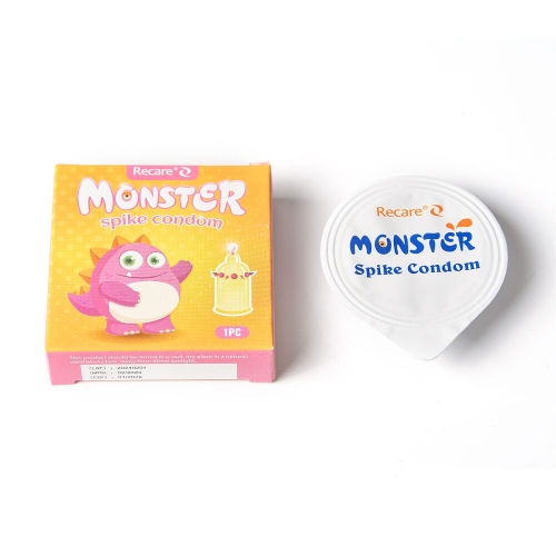 Презерватив жовтий з кульками та вусиками Recare Monster Spike Condom - 4
