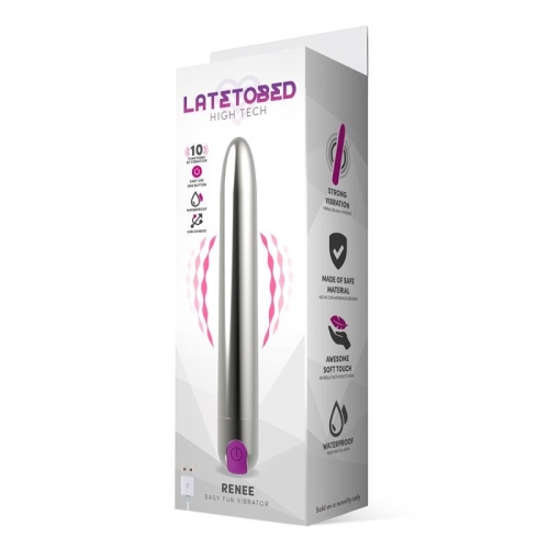 Гладкий вібратор вагінальний із пластику сріблястий Latetobed ​​Renee Vibe 10 Vibrating Functions Silver - 2