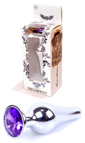 Анальная пробка серебристого цвета с кристаллом фиолетового цвета BOSS of TOYS Jewellery BUTT PLUG - 1