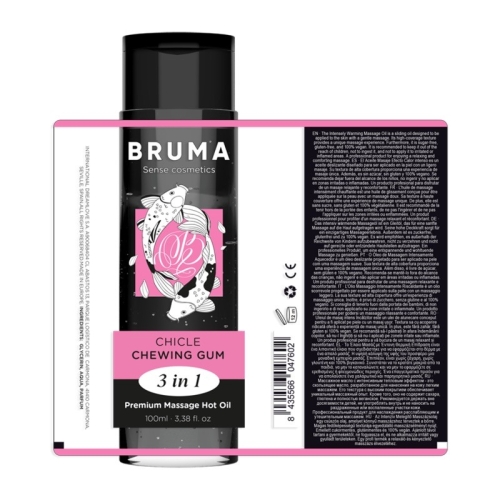 Масажне масло Лубрикант з ароматом жуйки Bruma Premium Massage Hot Oil Chewing Gum 3 в 1 - 3