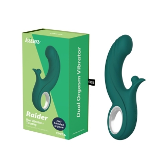 Вагінальний вібратор із кліторальним відростком зелений Chisa Dual Orgasm Vibrator Kissen Raider