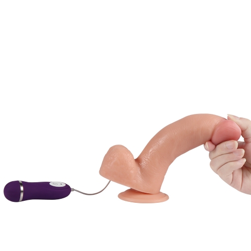 Вібратор реалістичний на присосці тілесного кольору з пультом ДК Xise Phantom vibrating dildo - 5