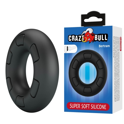 Ерекційне кільце на член у формі шини силіконове чорне LYBAILE Crazy Bull Bertram - 1