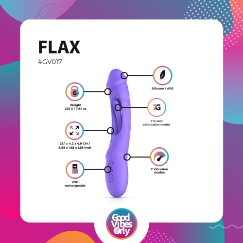 Вибратор для точки G фиолетовый Good Vibes Only Flax Vibrating Dildo with G-Spot - 11