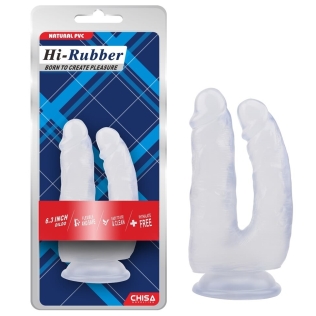 Подвійний анально-вагінальний фалоімітатор на присоску прозорий CHISA Hi Rubber 6.3 Inch Dildo