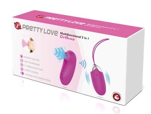Виброяйцо с вакуумной стимуляцией и пультом ДУ фиолетовое Pretty Love ORTHUS Multifunctional 2 in 1 - 1