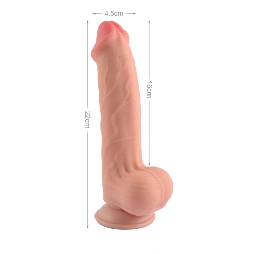 Фалоімітатор реалістичний двошаровий на присосці тілесного кольору Vscnovelty Sliding Skin довжина 221 мм - 2