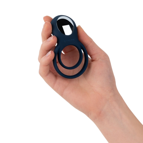 Ерекційне віброкільце на член подвійне силіконове синє Boners Vibrating Double Cock Ring - 8