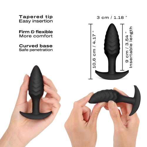 Анальная пробка рельефная силиконовая черного цвета Dorcel - 2