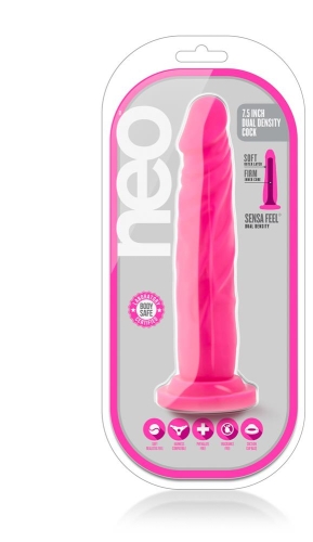Фалоімітатор на присоску реалістичний рожевий NEO 7.5 INCH DUAL DENSITY cock NEON - 2