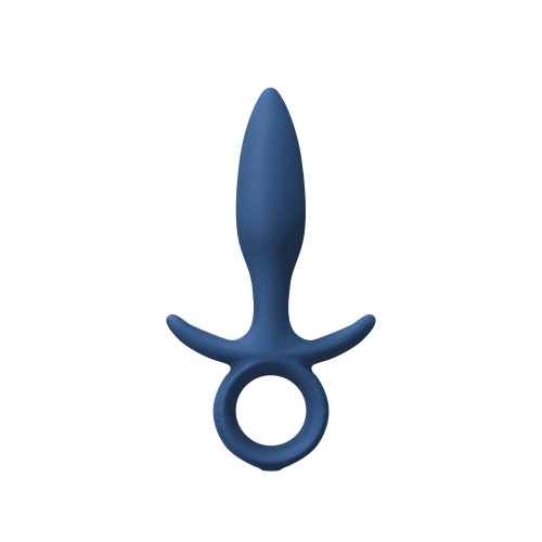 Анальна силіконова пробка з кільцем синього кольору NS Novelties Vibrating king plug small - 1