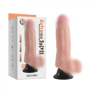 Вибратор реалистичный на черной присоске силиконовый телесный Vscnovelty 9.2” Extreme Soft Dual Layer Realistic Dildo Vibrator