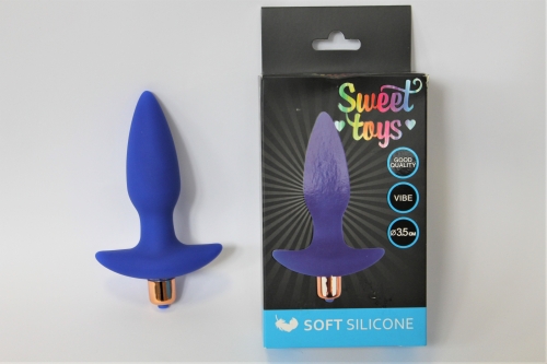 Втулка анальная с вибрацией Sweet Toys L 105 мм D 35 мм, цвет синий - 2