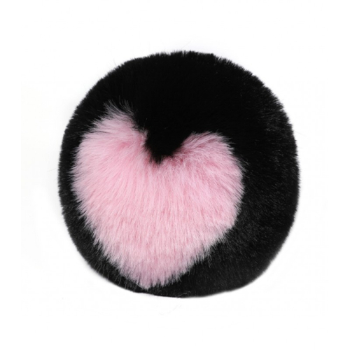 Анальний корок з пухнастим хвостом Cute Heart Fluffy Plug with Tail рожево-чорний - 2
