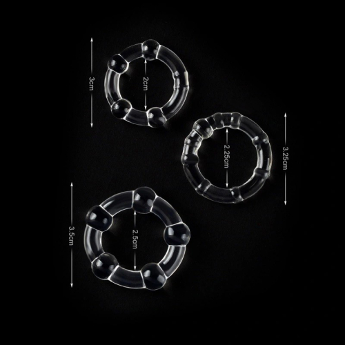 Набор эрекционных колец Smooth-nubs Triple Stamina Ring Set прозрачного цвета - 2