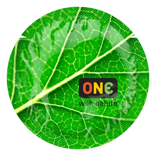 Презерватив із натурального латексу зеленого кольору ONE Color Sensations with nature 1 штука - 1