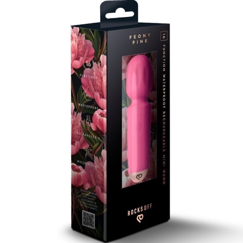 Рожевий масажер у вигляді мікрофона Rocks Off Mini Wand Peony - 6