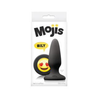 Анальная пробка со смайликом черного цвета NS Novelties Mojis ily размер medium 