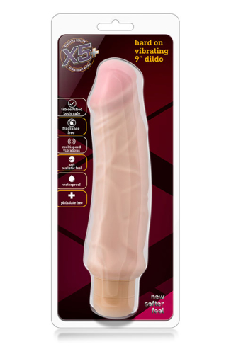 Вібромасажер реалістичний тілесного кольору X5-HARD ON VIBRATING 9INCH DILDO - 2