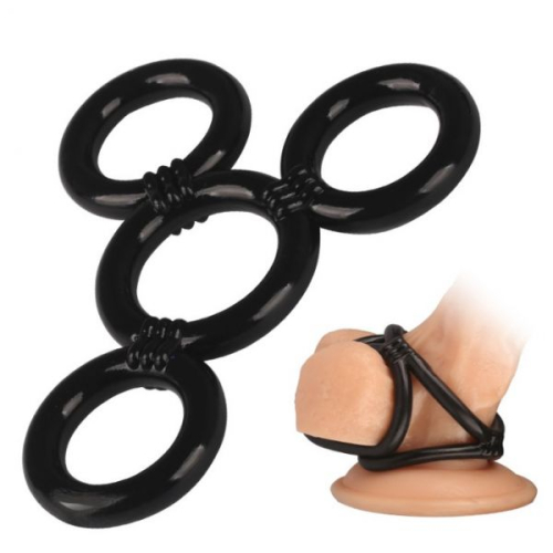Ерекційні кільця чорного кольору 4 штуки Bdsm4u Rings Cock - 1