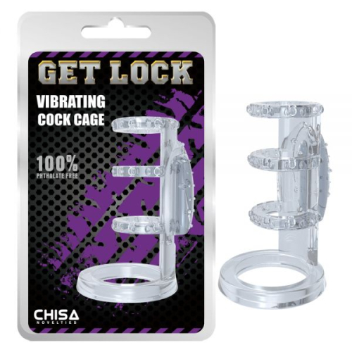 Прозора вібронасадка на членс відкритою головкою Chisa Vibrating Cock Cage - 1