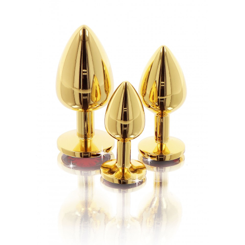 Анальний металевий затор середній з каменем червоного кольору Butt Plug With Diamond Jewel Taboom - 5