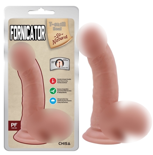 Фалоімітатор реалістичний на присоску тілесний з мошонкою CHISA Fornicator - 1