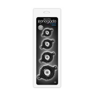 Набір ерекційних кілець на член чорного кольору NS Novelties Renegade 4 штуки