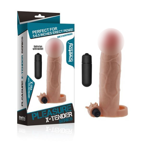 Реалистичный удлинитель пениса и вибростимулятором клитора Lovetoy - 1