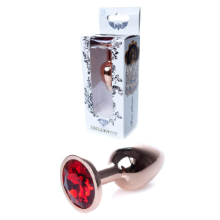 Анальная пробка золотистого цвета с красным камушком Boss series Boss of toys Jewellery размер S 
