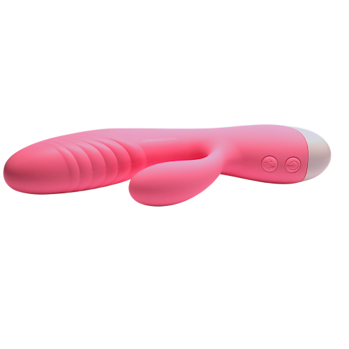 Вібратор кролик вагінальний та з відростком для клітора рожевий Blue massager - 6
