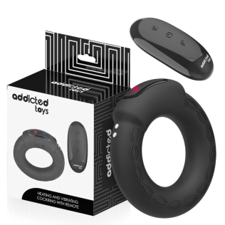 Эрекционное виброкольцо на член с пультом силиконовое черное Heating Effect Vibrating Cock Ring Remote Control