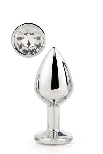 Анальная пробка серебристая с бесцветным камнем 9,5 х 4,3 см Dream Toys Gleming Love - 1