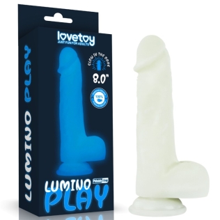 Фалоімітатор світиться реалістичний на присосці білого кольору Lovetoy Lumino Play довжина 209 мм