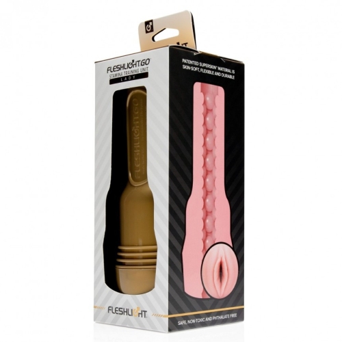 Мастурбатор у колбі вагіна з кібершкіри бежевого кольору Fleshlight - 6